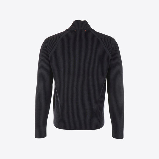 Cardigan donkerblauw knit + dons