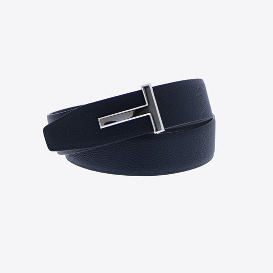 Riem donkerblauw leder omkeerbaar