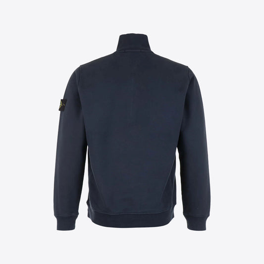 Sweater donkerblauw col montant zip