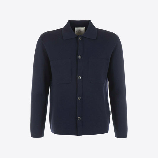 Cardigan donkerblauw knopen kraag