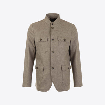 Vest taupe col mao