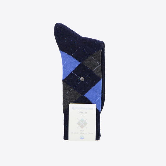 Sokken donkerblauw ruit