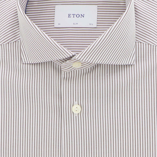 Hemd bruin streep regular fit