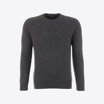 Pull donkergrijs rib cashmere