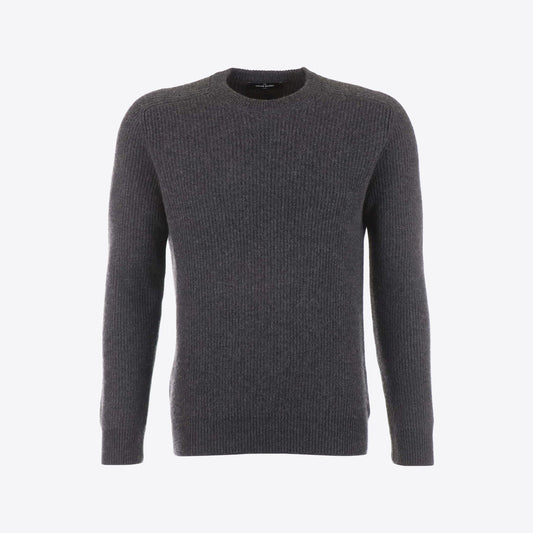 Pull donkergrijs rib cashmere
