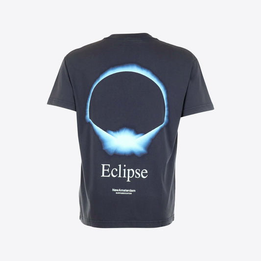 T-shirt donkerblauw print rug