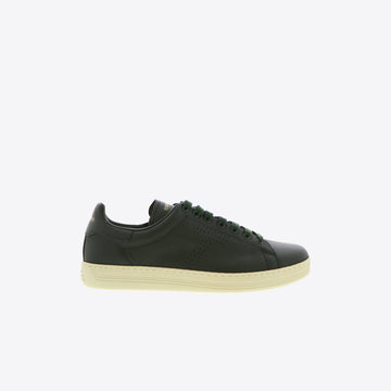 Sneakers donkergroen leder