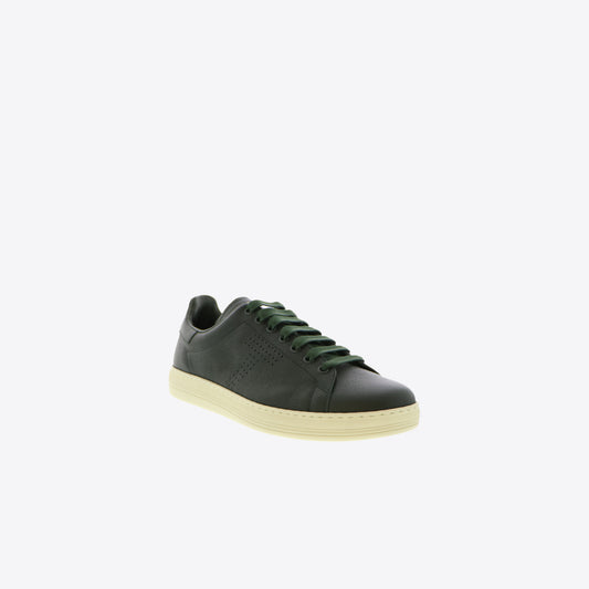 Sneakers donkergroen leder