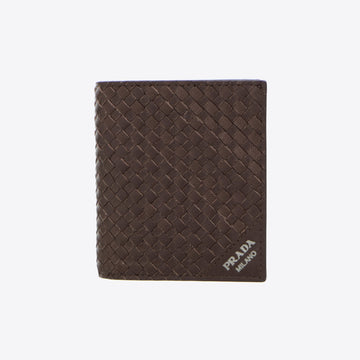 Portefeuille bruin  tressée
