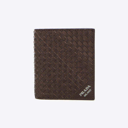 Portefeuille bruin  tressée