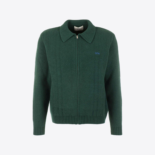 Cardigan donkergroen rits
