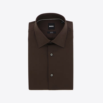 Hemd bruin stretch fit