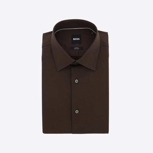 Hemd bruin stretch fit