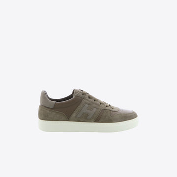 Sneakers kaki leder + daim