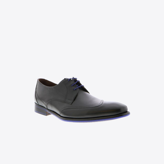 Veterschoenen zwart leder stiksel