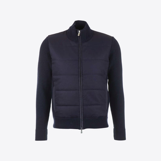 Cardigan donkerblauw zip flannel