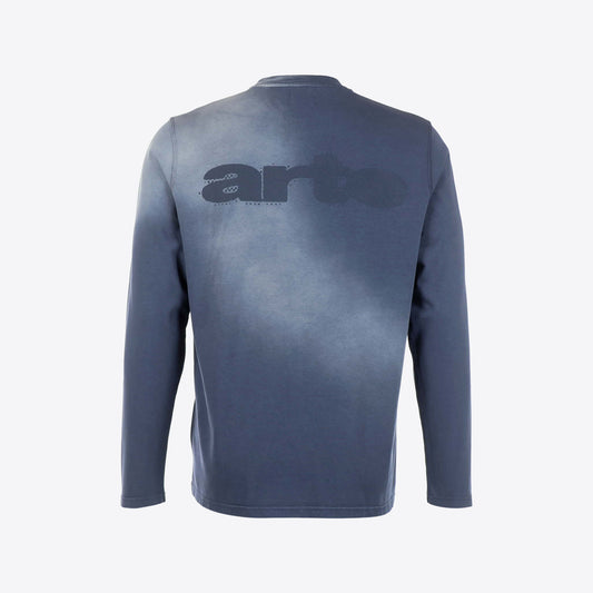 T-shirt blauw wash fadeout ls