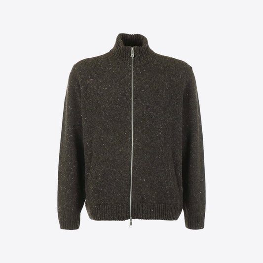 Cardigan bruin  rits melange
