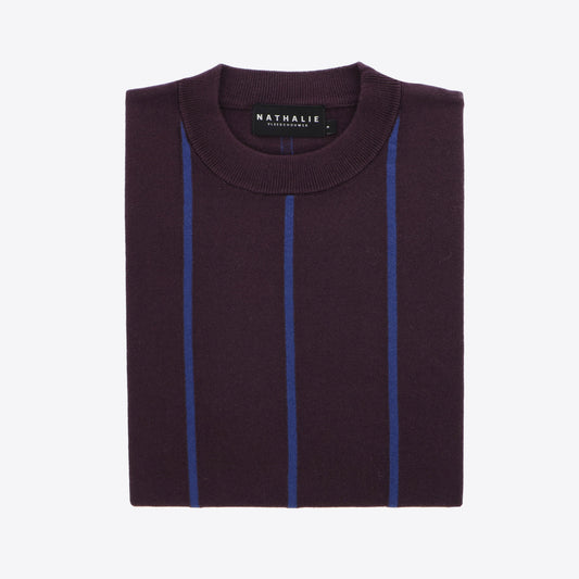 Pull aubergine streep
