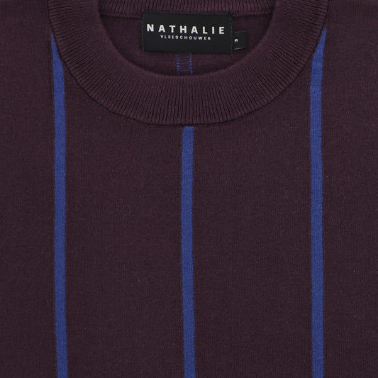 Pull aubergine streep