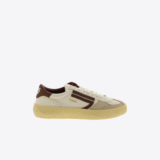 Sneakers ecru leder + daim panther