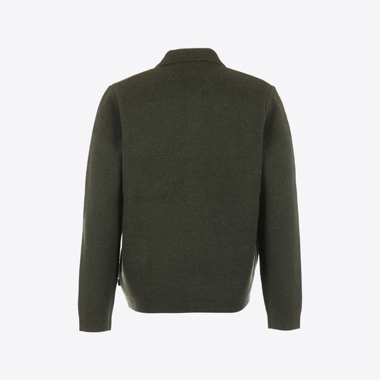 Cardigan donkergroen knoop kraag