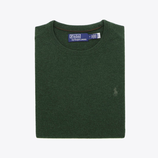 Pull donkergroen lamswol