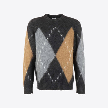 Pull grijs ruit alpaca check
