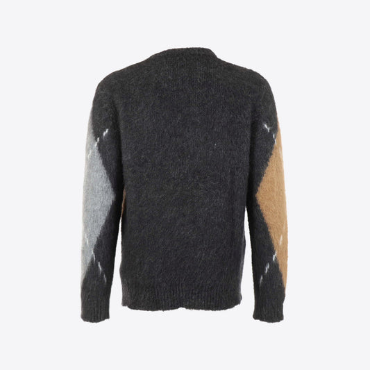 Pull grijs ruit alpaca check
