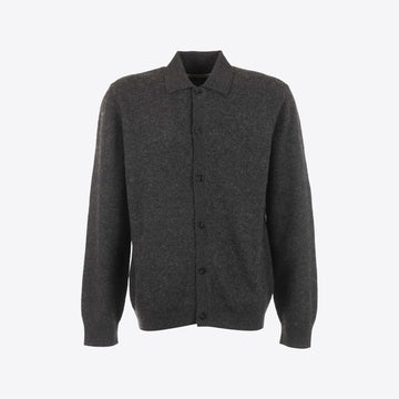 Cardigan donkergrijs knopen kraag