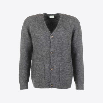 Cardigan donkergrijs knopen alpaca