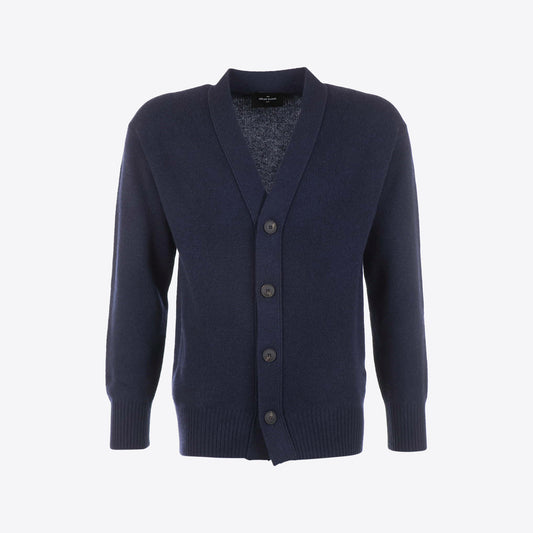 Cardigan donkerblauw knopen lamswol