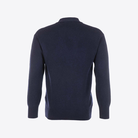 Cardigan donkerblauw knopen lamswol