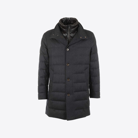 Jas donkergrijs flannel doorstikt