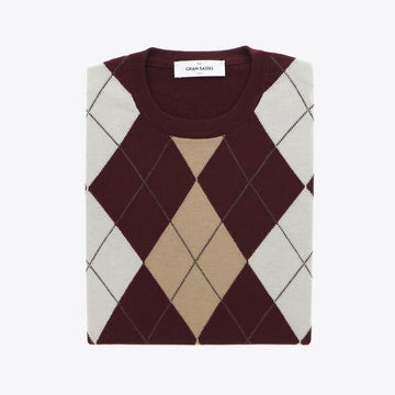 Pull bordeaux ruit