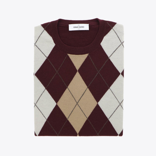 Pull bordeaux ruit