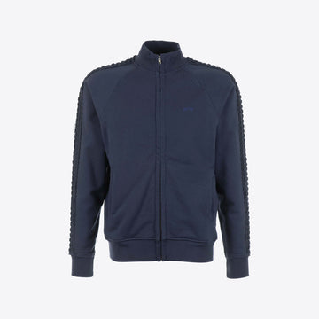 Cardigan donkerblauw sweaterstof braided track