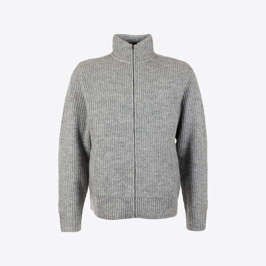Cardigan lichtgrijs  rib rits Signature