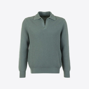 Polo groen grijs rib