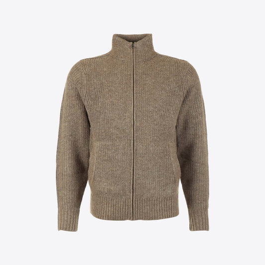 Cardigan taupe rib rits Signature