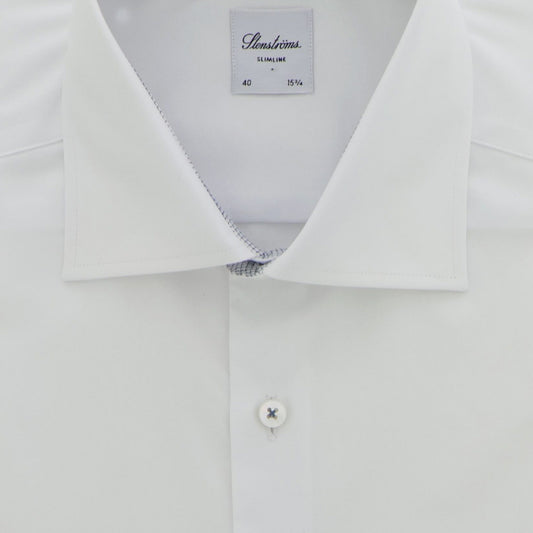 Hemd wit blauw contrast fitted
