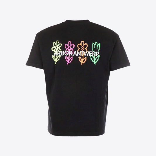 T-shirt zwart flower