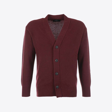 Cardigan bordeaux knopen lamswol