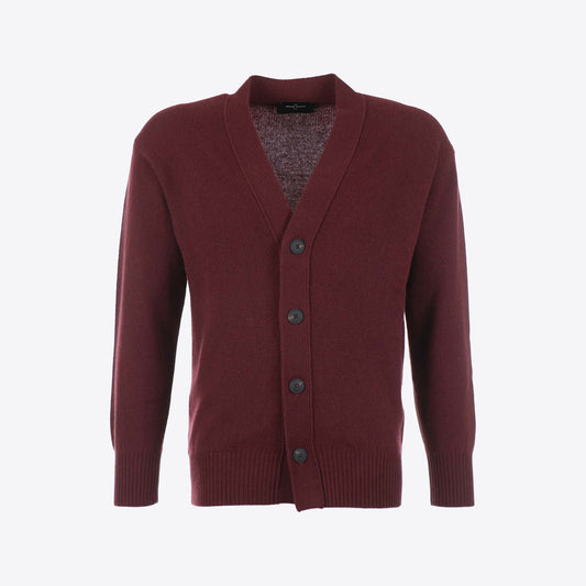 Cardigan bordeaux knopen lamswol