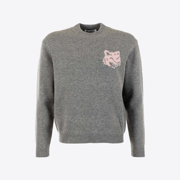 Pull grijs intarsia