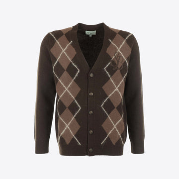 Cardigan bruin ruit knopen