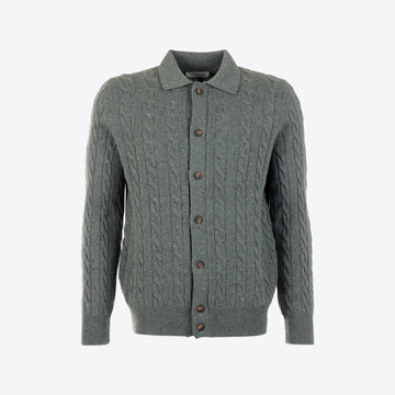 Cardigan petrol knopen kabel