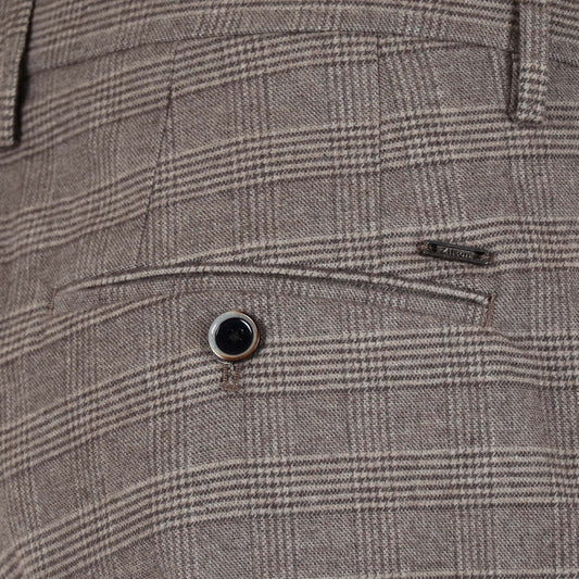 Broek bruin  ruit woollook 1 bandplooi