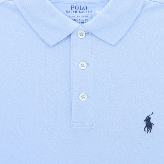 Polo lichtblauw stretch mesh
